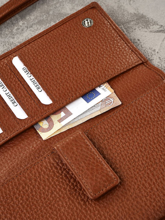Mare Din piele Portofel de damă Clasice cu RFID Tabac maro