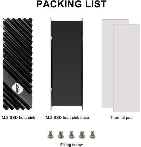 High Performance M.2 SSD Heatsink Negru