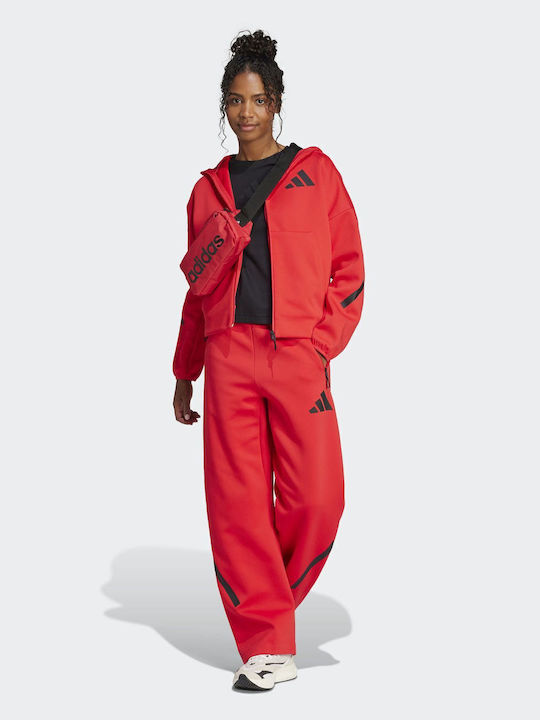 Z.N.E. Women's Sweatshirt Jacket Hooded Red