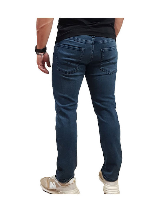 Men's Jeans Pants Elastic with Regular Fit Blue Denim