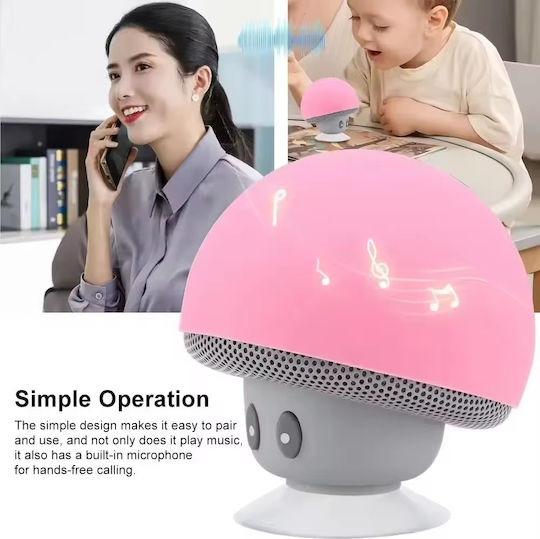 Mushroom shaped Ηχείο Bluetooth 3W με Διάρκεια Μπαταρίας έως 2.5 ώρες Ροζ