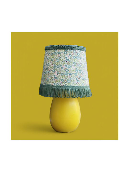 Oxygen Flowres Table Lamp for E27 Fitting with Green Shade and Yellow Base
