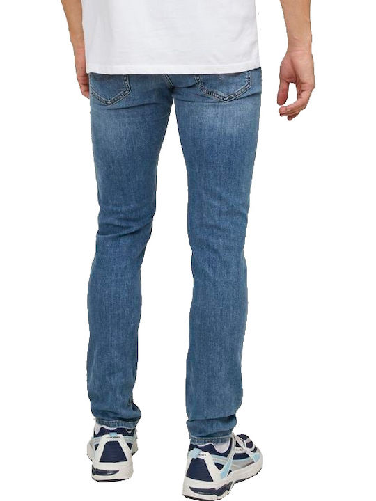 Men's Jeans Pants Elastic with Slim Tapered Fit Blue Denim