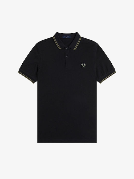 Fred Perry Polo Blouse Black, Laurel Wreath Green