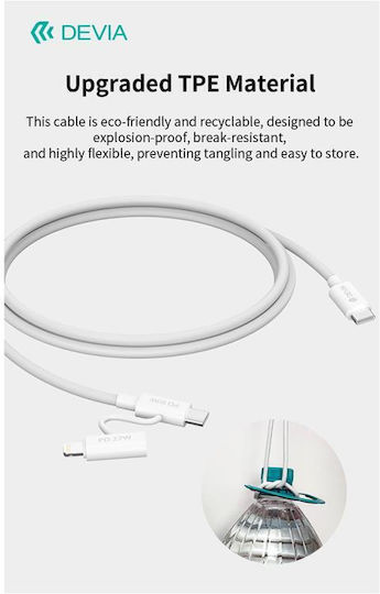 Devia USB-C to Lightning Cable 60W White 1.2m