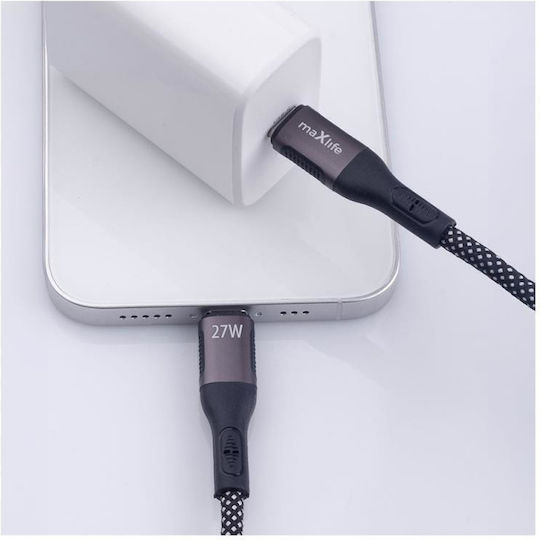 Maxlife Μαγνητικό USB-C to Lightning Cable 27W Μαύρο 1m