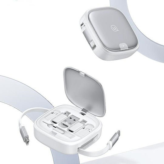 Usams Retractable / Pocket USB to micro USB / Type-C / Lightning Cable 3A Ασημί 1m (SJ650USB02)