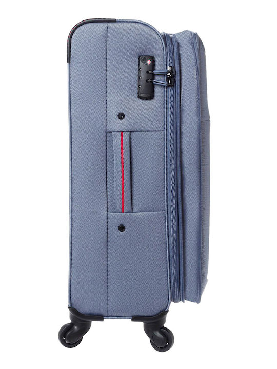 Diplomat Large The Athens Collection Fabric Suitcase Blue with 4 Wheels Height 78cm