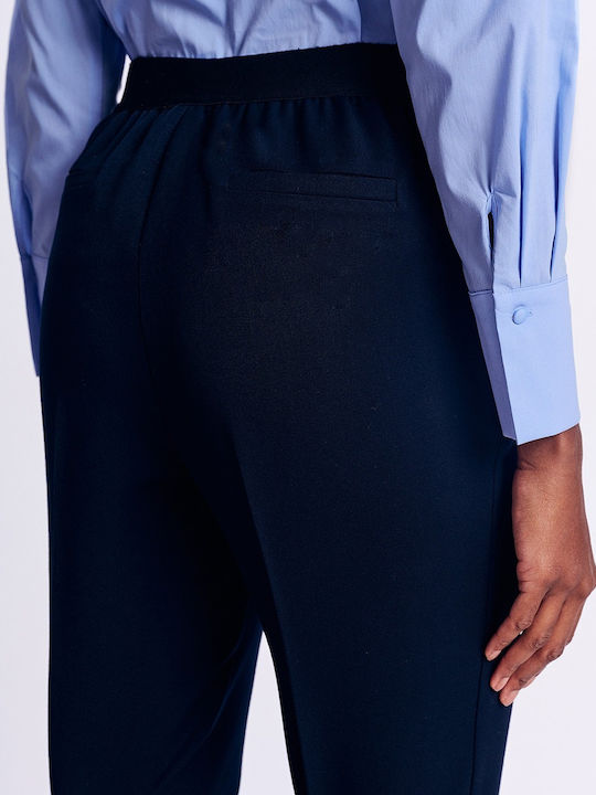 Damen Stoff Hose mit Gummizug Braun
