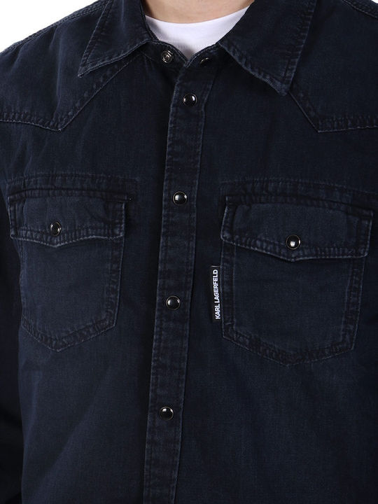 Long-sleeved Denim Shirt Blue