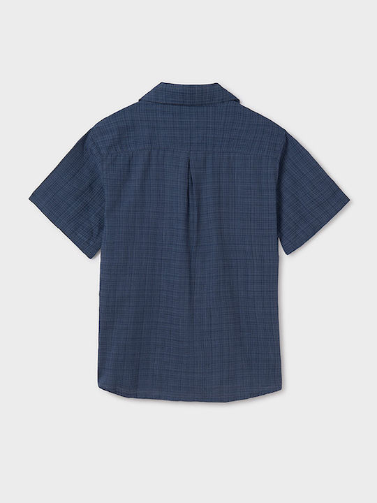 Kids Checked Shirt Short Sleeve blue squirrel