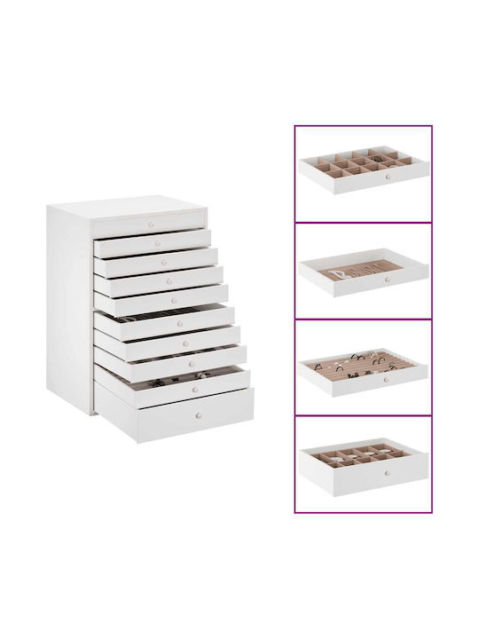 vidaXL Кадифена Бяла Кутия За Бижутерии 29x20.5x40.5см