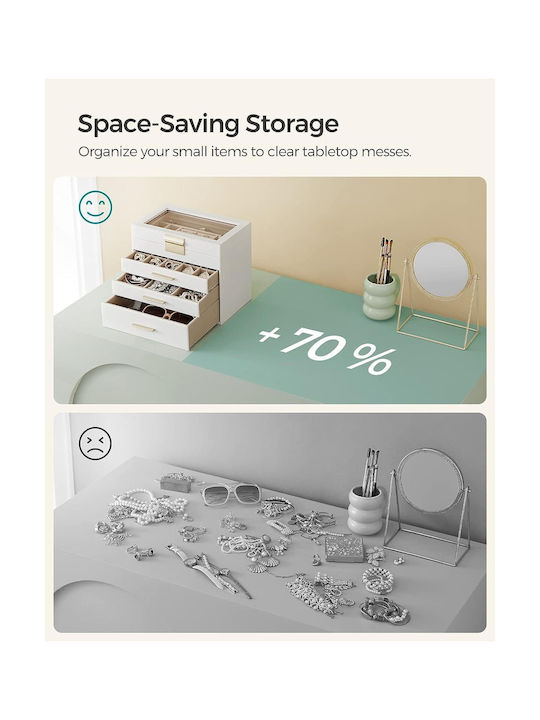 Songmics Glass Jewellery Box with Drawer White 15.3x25.1x21.5cm