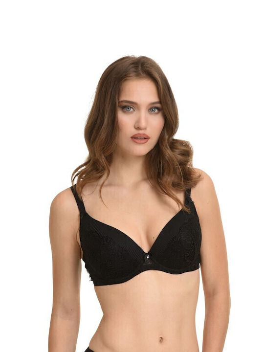 Miss Rosy Underwear Set with Bra & Slip Black