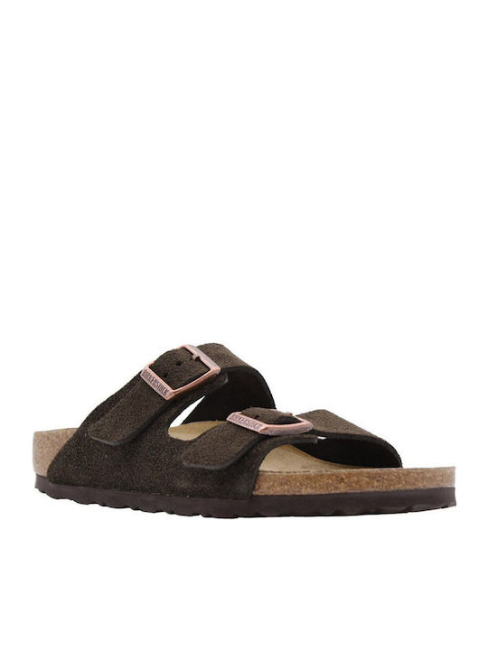 Arizona Leder Flache Sandalen für Damen Anatomisch in Braun Farbe