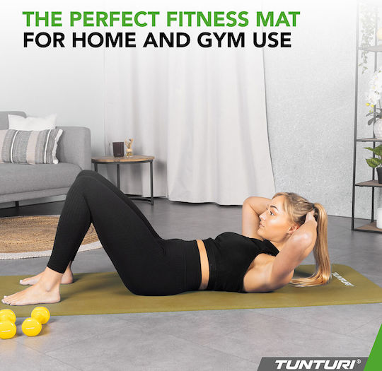 Tunturi Covor de exerciții fizice Pilates Verde cu curea de transport (180x60x1.5cm)