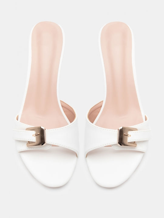 Luigi Heel Mules White