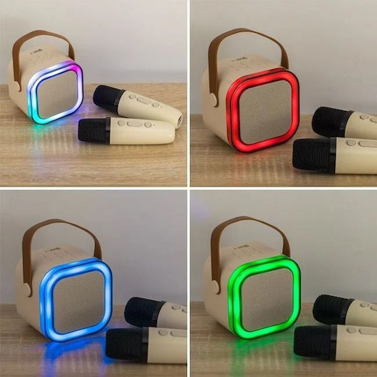 Sistem De Karaoke Cu Microfoane Fără Fir Și Efecte De Iluminare Bej i-jmb