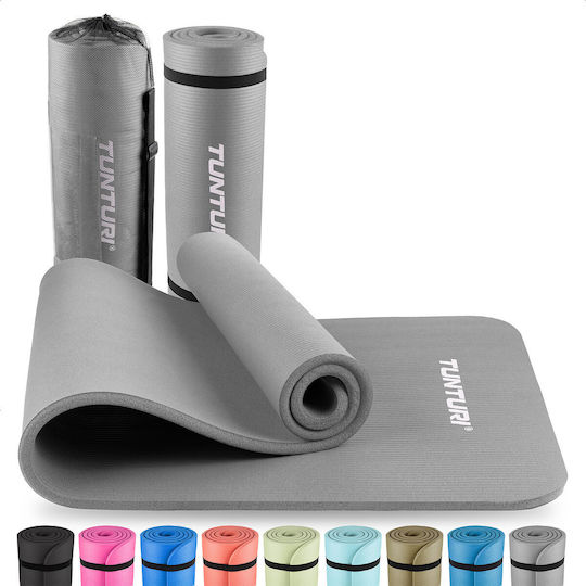 Tunturi Trainingsmatte Pilates Grau mit Tragegurt (180x60x1.5cm)