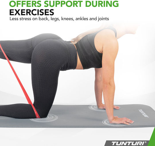 Tunturi Trainingsmatte Pilates Grau mit Tragegurt (180x60x1.5cm)