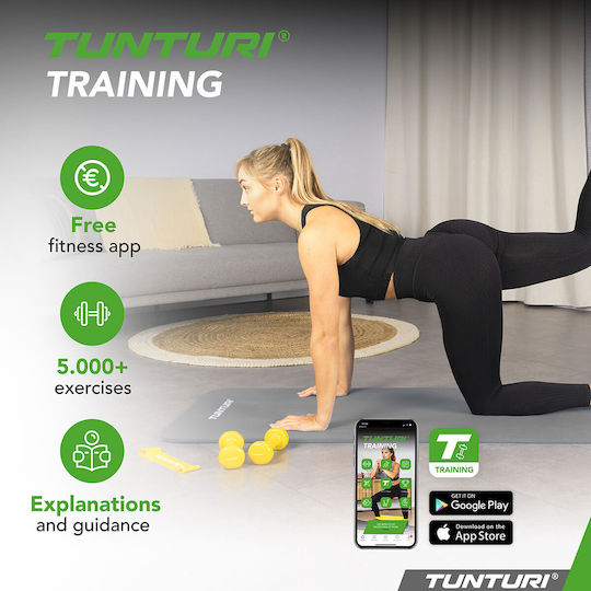 Tunturi Trainingsmatte Pilates Grau mit Tragegurt (180x60x1.5cm)