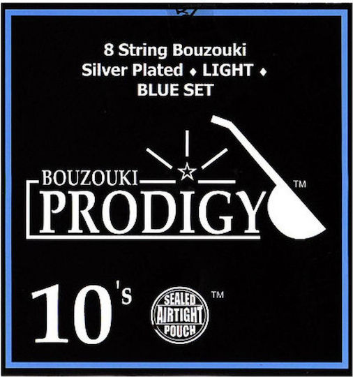Prodigy Set of Silver Plated Strings for Bouzouki Blue 10 - 28"