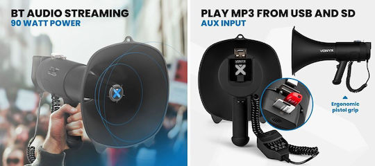 Vonyx Megaphone 90W with Voice Recording USB MP3 Player
