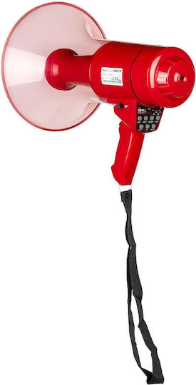 Vonyx Meg050 Megafon Putere 50W cu Înregistrare vocală Player MP3 USB și Tonuri de sunet în Roșu Culoare