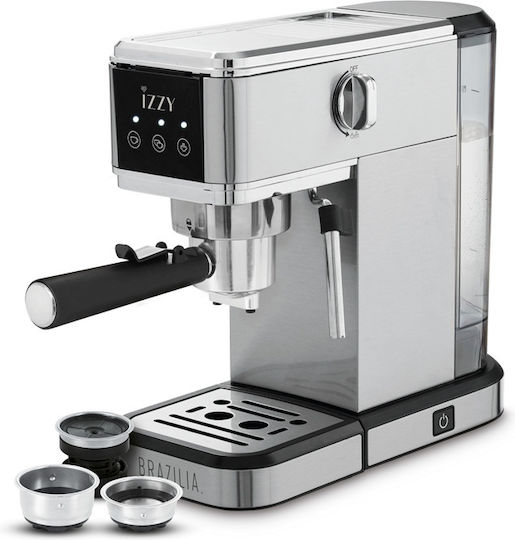 Izzy IZ-6015 Μηχανή Espresso 1350W Πίεσης 20bar Ασημί