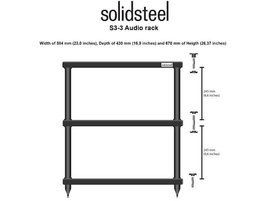 Solidsteel S3-3 Rack 3 Nivele Negru 58.4x67x43cm
