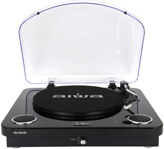 Aiwa Vintage GBTUR-120BKMKII GBTUR-120BKMKII Turntables with Preamp and Built-in Speakers Black