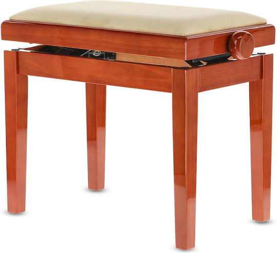 Gewa Piano Bench Deluxe Σκαμπό Πιάνου Ρυθμιζόμενο High Gloss Cherry Μ52xΠ30xΥ45-57cm