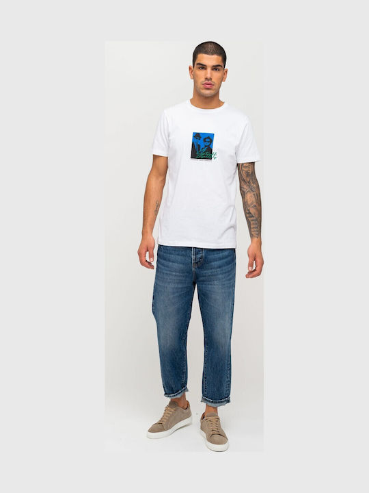 Frank Men's Jeans Pants Cropped with Relaxed Tapered Fit Navy Blue