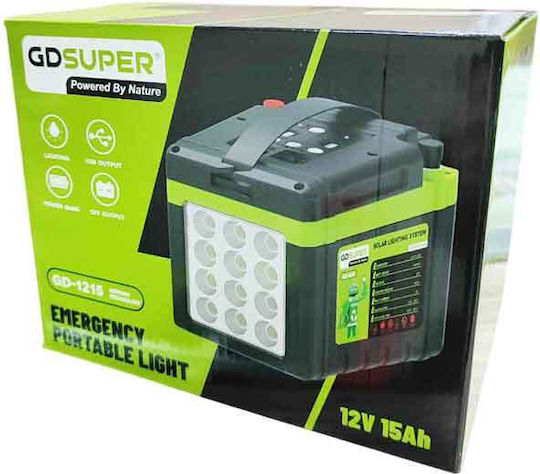 Gdsuper Emergency Portable Light Solar Energy Storage Battery 12v 15ah Gd-1215