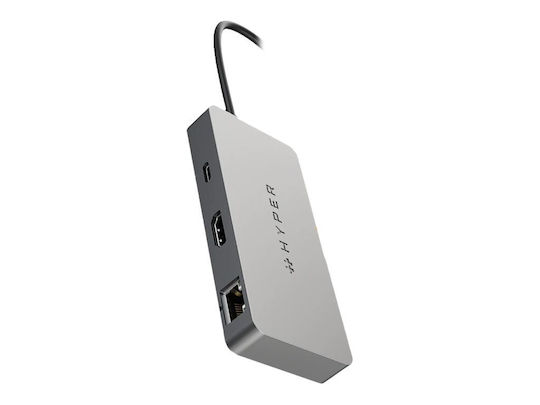 Targus HyperDrive USB-C Stație de andocare cu HDMI 4K Ethernet și conexiune 2 monitoare Gri