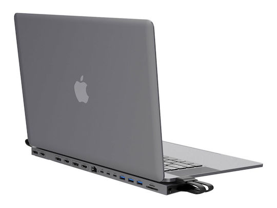 Targus HD156-GL Docking Station with USB-C / Dual USB-C HDMI/DisplayPort 4K PD Ethernet and 3 Monitor Connection Silver