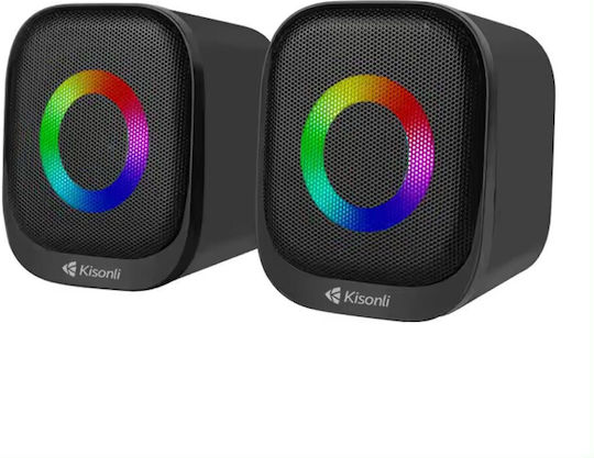 Kisonli X3 2.0 Speakers with RGB 3W Black