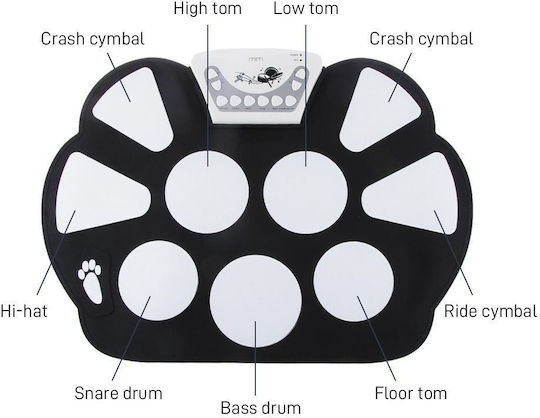 Mikamax Electronic Drums Roll Up Drum Kit in Black Colour