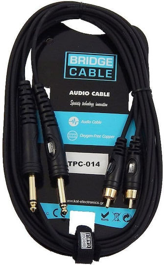 Bridgecable Cable 2x 6.3mm male - 2x RCA male 1.5m (29-0640)