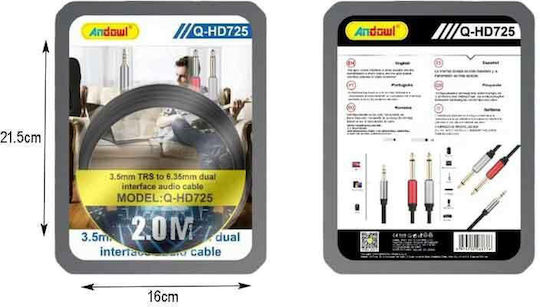 Andowl Qhd725 Kabel 2x 6,3mm Stecker - 3,5 mm Stecker 2m Schwarz (Q-HD725)