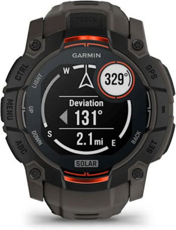 Garmin Instinct 3 Solar Aluminium 50mm Waterproof Smartwatch with Heart Rate Monitor (Black with Charcoal Band)