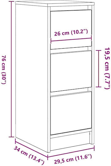Schubladen Aufbewahrung L29.5xB34xH76cm
