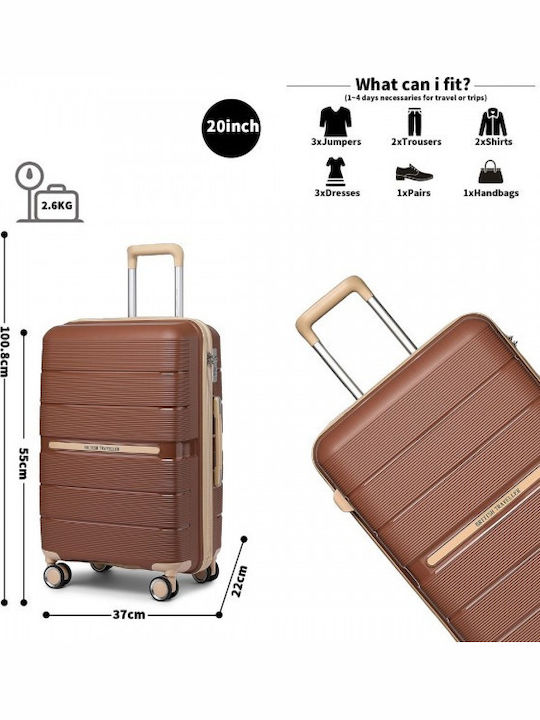 Miss Lulu British Traveller Βαλίτσες Ταξιδιού Σκληρές Brown And Apricot με 4 Ρόδες Σετ 3τμχ