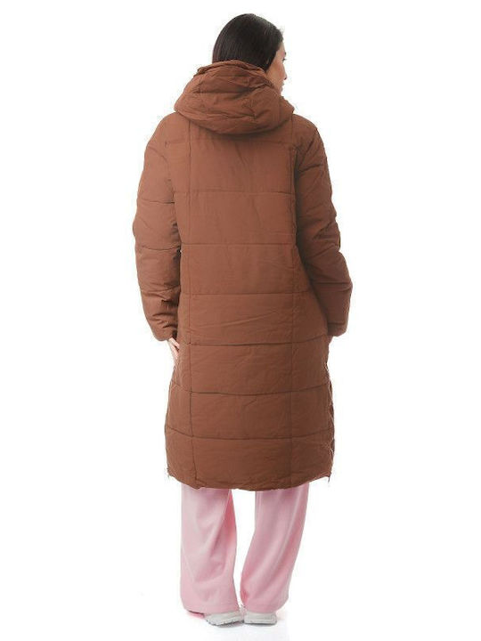 Lang Damen Puffer Jacke für Winter CAFE jkt-24-2374 (brn)