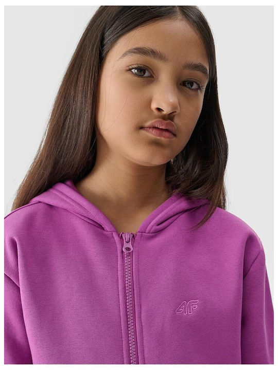 Kids Cardigan Cotton with Hood Purple