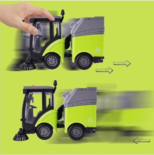 Mașină de Curățat Străzi pentru Copii 3 Ani+ Perii Sunete Lumini 1:16 19.5x10x13.5cm Verde Negru