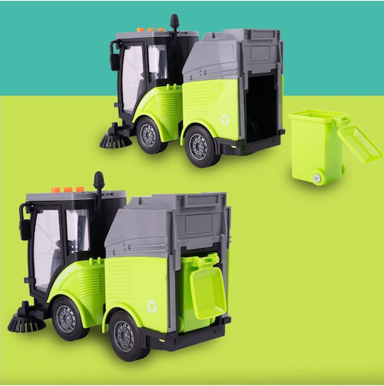 Mașină de Curățat Străzi pentru Copii 3 Ani+ Perii Sunete Lumini 1:16 19.5x10x13.5cm Verde Negru