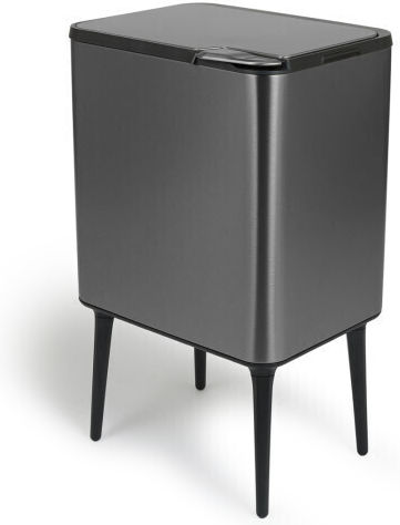 Metallic Recycling Bin Push Grey 36L