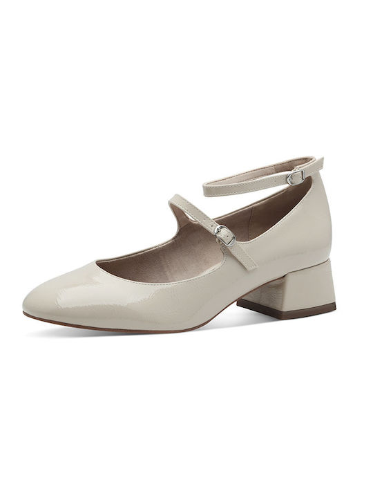 Tamaris Patent Leather Beige Heels