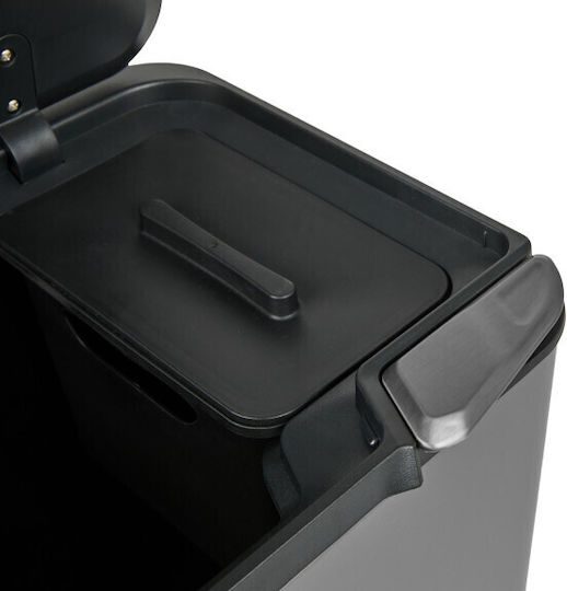 Metallic Recycling Bin Push Grey 36L